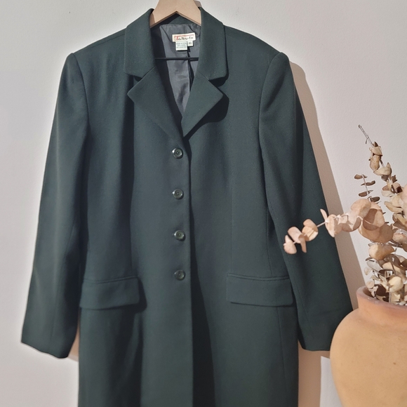 Talbots Jackets & Blazers - Talbots Forest Green Wool Longline Blazer Coat Quiet Luxury Dark Academia Sz 16
